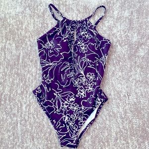 Purple one piece swim suit